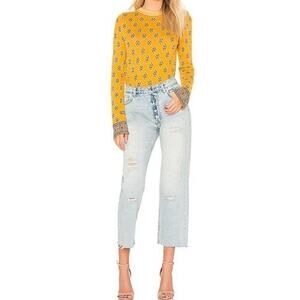 We The Free People 28 Jeans Rolling On The River Straight Leg Exposed Button Fly